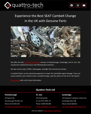 Experience the Best SEAT Cambelt Change in the UK with Genuine Parts