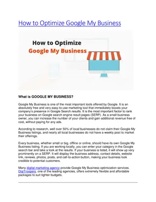 How to Optimize Google My Business