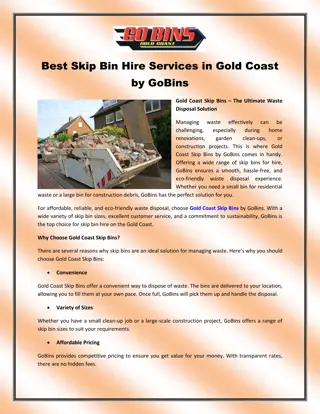 Best Skip Bin Hire Services in Gold Coast by GoBins