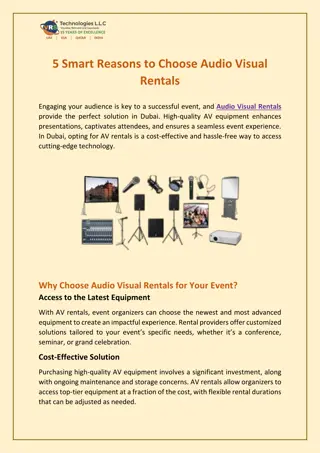 5 Smart Reasons to Choose Audio Visual Rentals