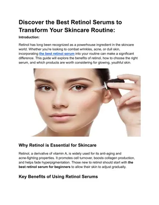 Discover the Best Retinol Serums to Transform Your Skincare Routine