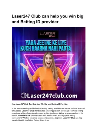 Laser247 Club can help you win big and Betting ID provider