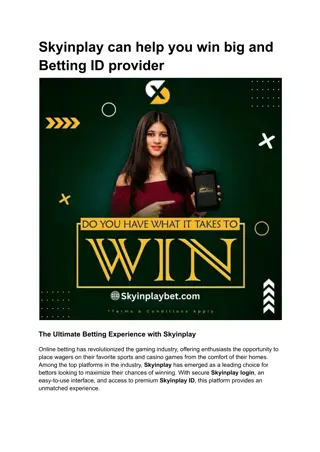 Skyinplay can help you win big and Betting ID provider