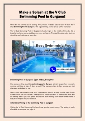 Make a Splash at the V Club Swimming Pool in Gurgaon