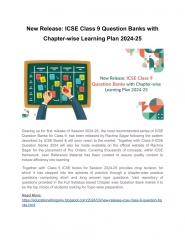New Release: ICSE Class 9 Question Banks with Chapter-wise Learning Plan 2024-25