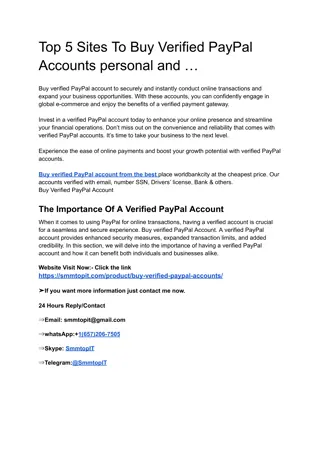 Top 5 Sites To Buy Verified PayPal Accounts personal and …