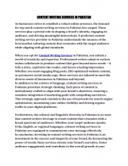 CONTENT WRITING SERVICES IN PAKISTAN