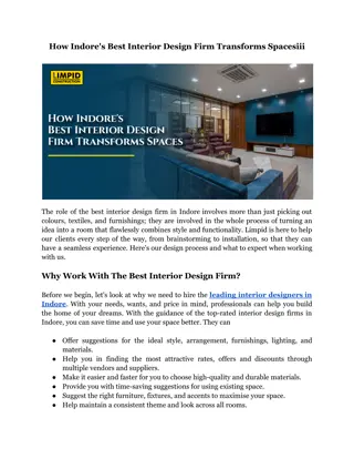 How Indore's Best Interior Design Firm Transforms Spaces