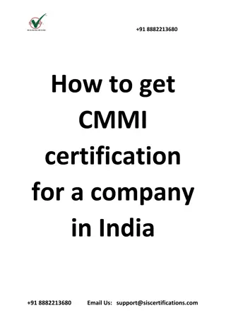 How to get CMMI certification for a company in India