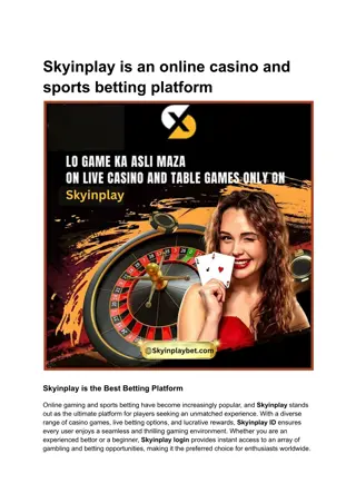 Skyinplay is an online casino and sports betting platform