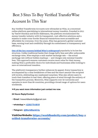 Best 3 Sites To Buy Verified TransferWise Account In This Year