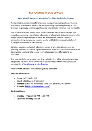 Tax Planning in Lake Oswego | Avier Wealth Advisors