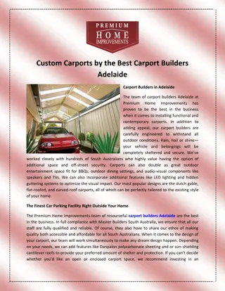 Custom Carports by the Best Carport Builders Adelaide