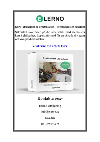 Kurs i elsäkerhet på arbetsplatsen - efterlevnad och säkerhet