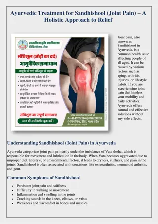 Ayurvedic Treatment for Sandhishool (Joint Pain) in rewa
