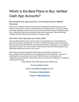 Which is the Best Place to Buy Verified Cash App Accounts