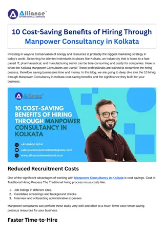10 Cost-Saving Benefits of Hiring Through Manpower Consultancy in Kolkata