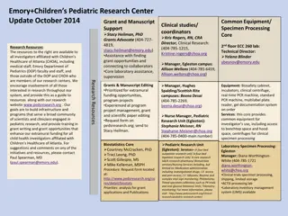 Emory Children's Pediatric Research Center Equipment & Support Update
