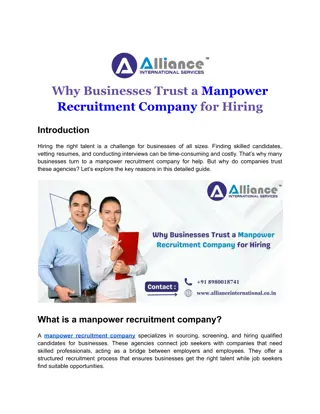 Why Businesses Trust a Manpower Recruitment Company for Hiring