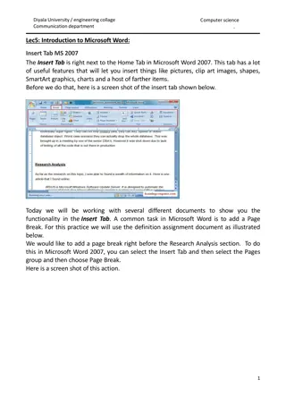 Introduction to Insert Tab in Microsoft Word 2007
