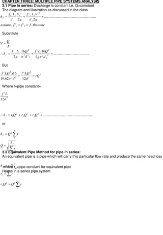 Multiple Pipe Systems Analysis: Series & Parallel Pipes
