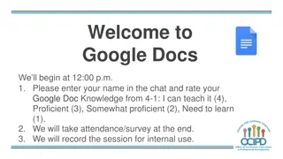 Welcome to Google Docs Training Session