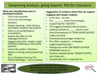 Deepening Analysis: going beyond  PEA for Literature