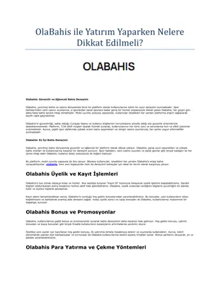 OlaBahis ile Yatırım Yaparken Nelere Dikkat Edilmeli