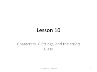 Character Functions and C-Strings Basics