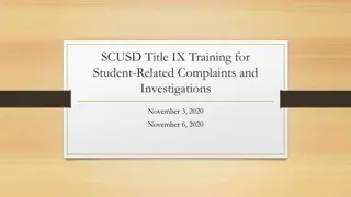 SCUSD Title IX Training for Student-Related Complaints and Investigations