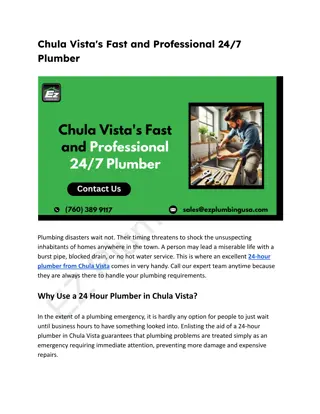Chula Vista’s Trusted 24 Hour Plumber – Quick & Professional