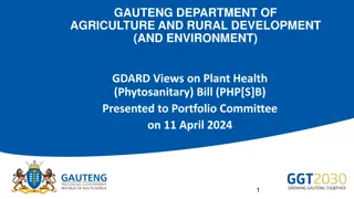 Gauteng Department of Agriculture and Rural Development Views on Plant Health Bill