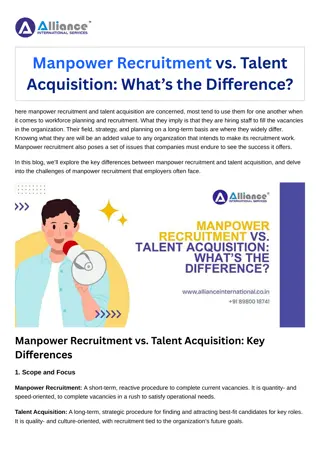 Manpower Recruitment vs. Talent Acquisition What’s the Difference