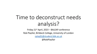 Deconstructing Needs Analysis in EAP: Why and How