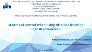 Forms of Control in Distance Learning with English Resources