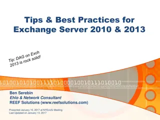 Tips & Best Practices for  Exchange Server 2010 & 2013