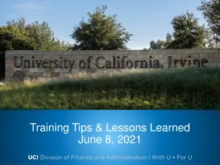 Training Tips & Lessons Learned June 8, 2021