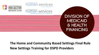 The Home and Community Based Settings Final Rule New Settings Training for DSPD Providers