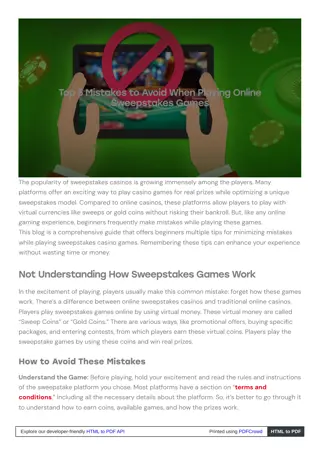 Top 5 Mistake to Avoid When Play Online Sweepstakes Games  Kirin Sweeps