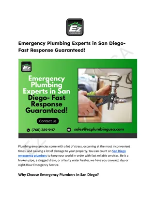 Emergency Plumbing Experts in San Diego- Fast Response Guaranteed