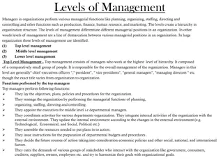 Levels of Management in Organizations