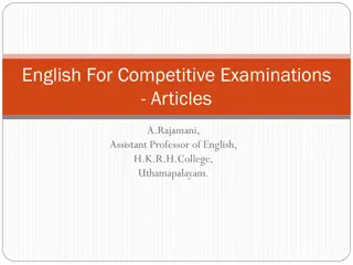 English For Competitive Examinations  - Articles