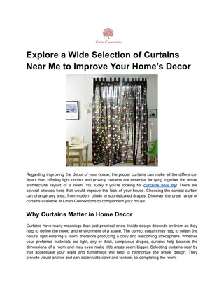 Explore a Wide Selection of Curtains Near Me to Improve Your Home’s Decor