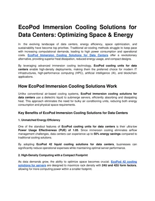 EcoPod Immersion Cooling Solutions for Data Centers: Optimizing Space & Energy