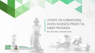UPDATE ON SUBNATIONAL  DOING BUSINESS PROJECT &  SABER PROGRAM