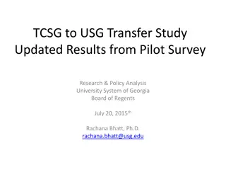 TCSG to USG Transfer Study Updated Results
