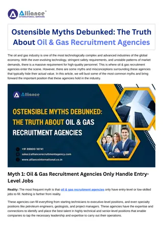 Ostensible Myths Debunked The Truth About Oil & Gas Recruitment Agencies
