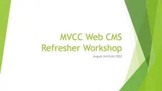 MVCC Web CMS Refresher Workshop Overview