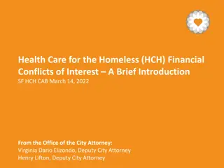 Health Care for the Homeless (HCH) Financial  Conflicts of Interest