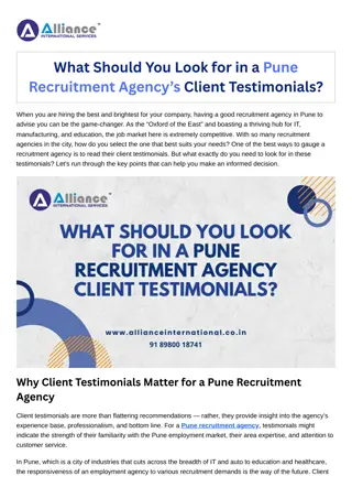 What Should You Look for in a Pune Recruitment Agency’s Client Testimonials